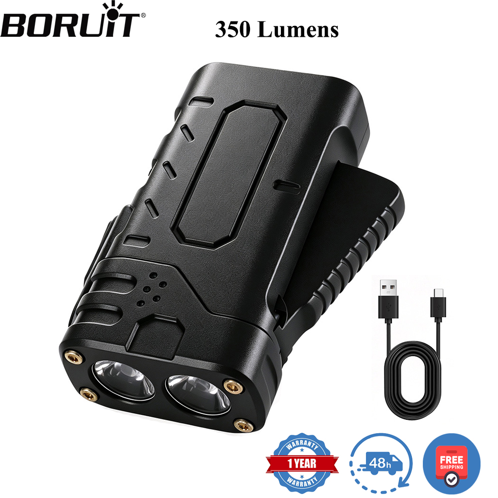 Outdoor Lighting Black - BORUIiT Hand Crank EDC LED Flashlight