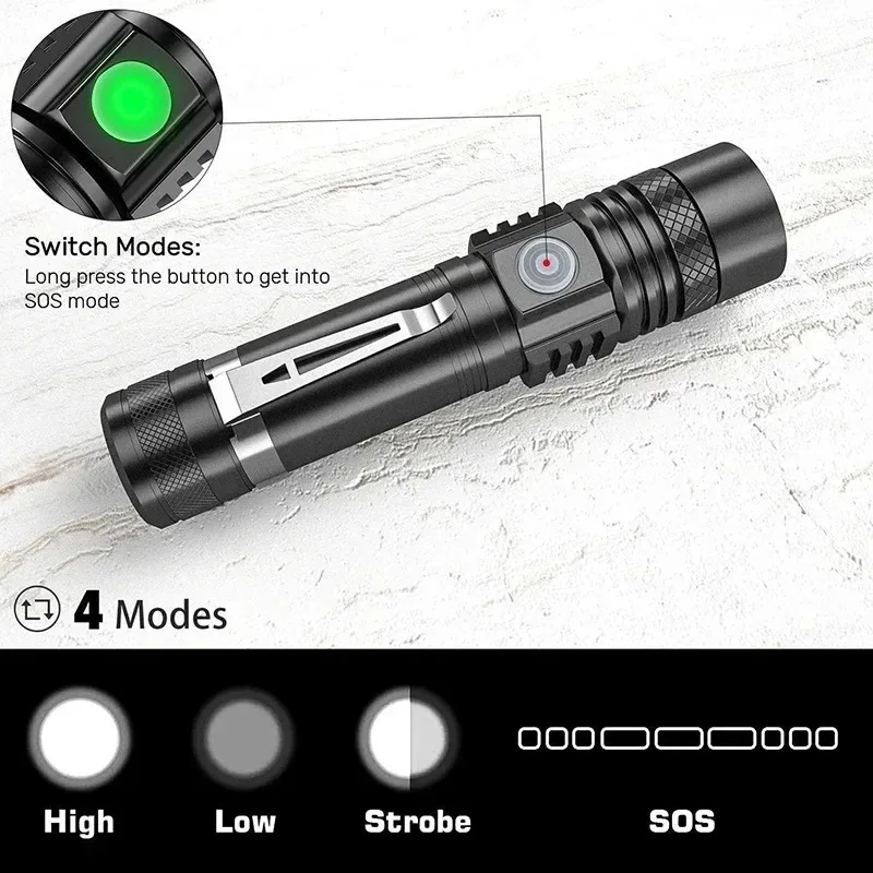 Rechargeable T6 Handheld Flash - огляд і ціна Outdoor Lighting Black
