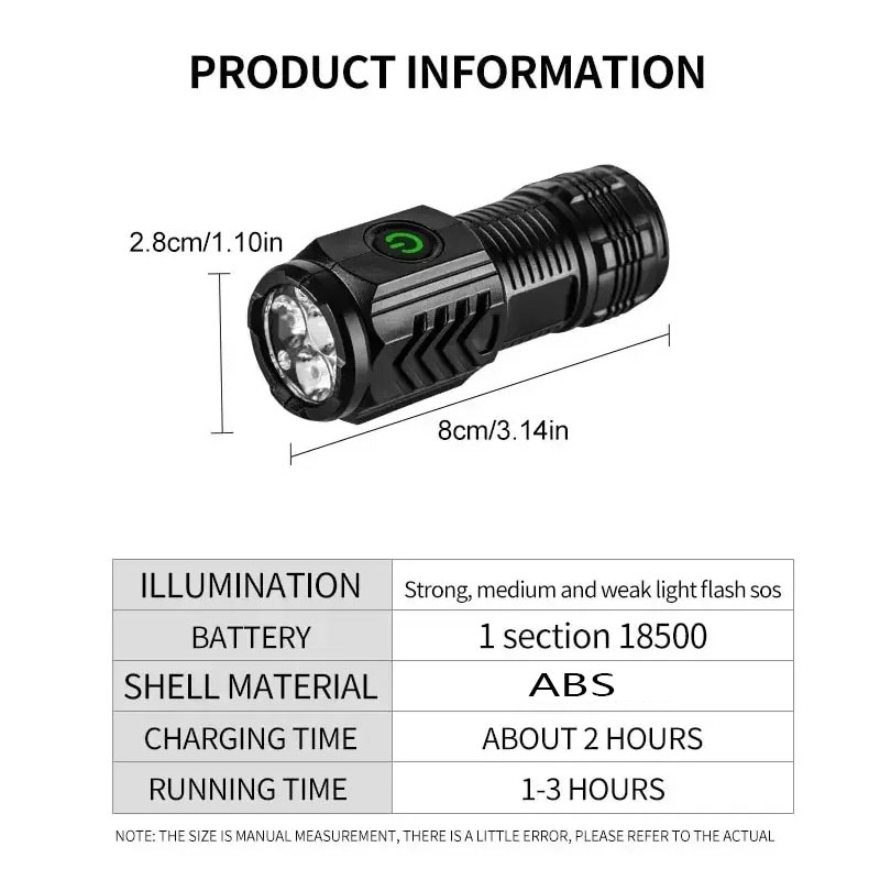 Mini 3LED Flashlight With Pen  - огляд і ціна Outdoor Lighting Black