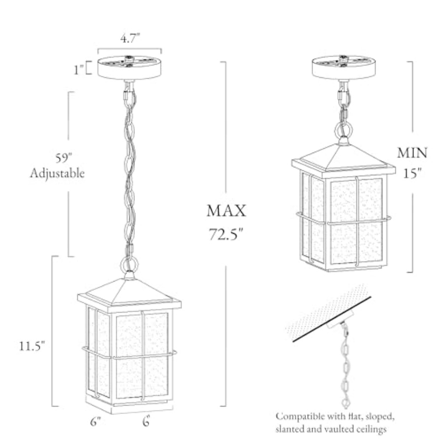 Outdoor Pendant Light Fixture, - огляд і ціна Outdoor Lighting Black