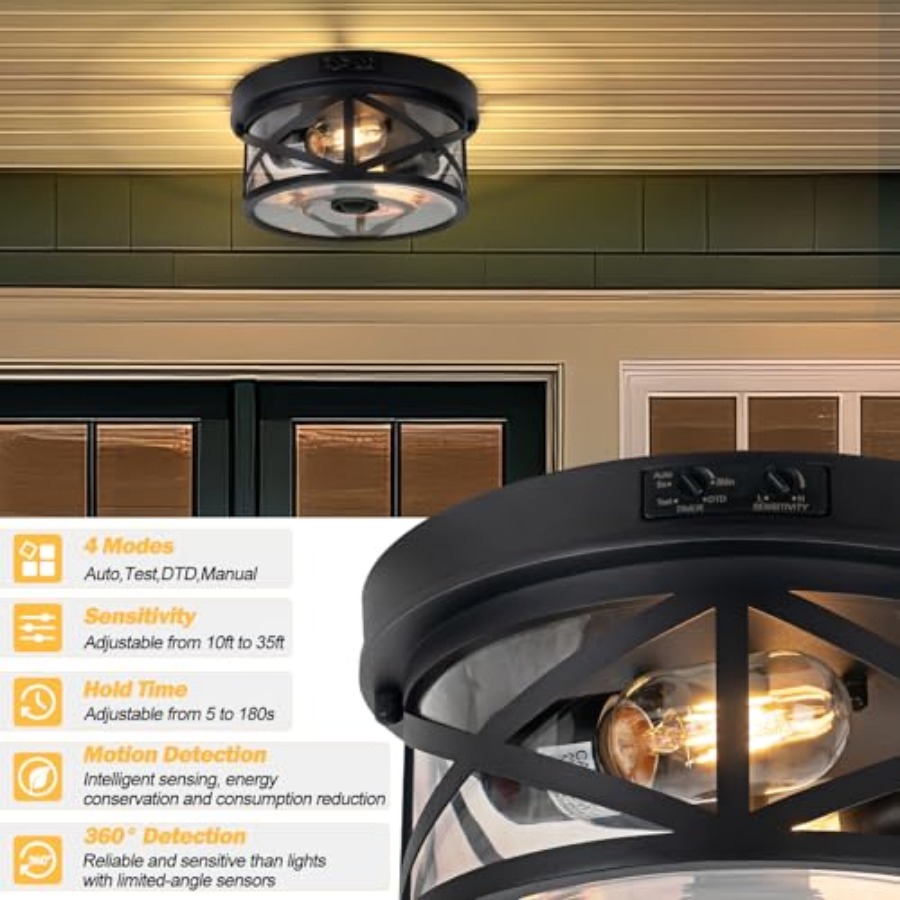 Motion Sensor Outdoor Ceiling  - огляд і ціна Outdoor Lighting Black